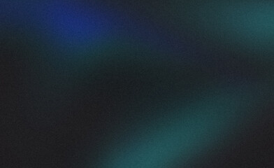 Elegant blue green color spots on dark grainy gradient texture backdrop design. Dark noisy bright color spots, glowing, noise, bright, template, banner, poster, copy space