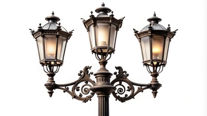 Ornate street lamp against white background
