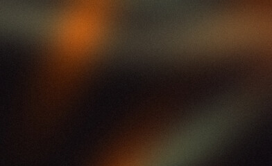 Elegant orange brown color spots on dark grainy gradient texture backdrop design. Dark noisy bright color spots, glowing, noise, bright, template, banner, poster, copy space