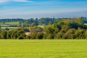 Countryside landscape , Warwickshire UK on a bright late summer day