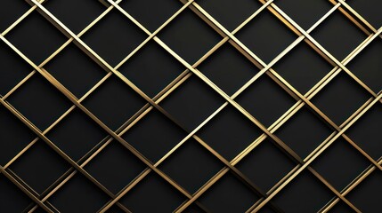 Gold Grid Pattern on Black Background