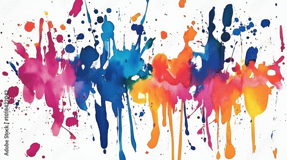 Aufkleber ink splashes in bold colors, isolated on white, creating a dramatic and expressive abstract pattern.