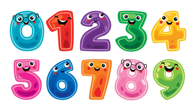 Set Of Colorful Cartoon Numbers
