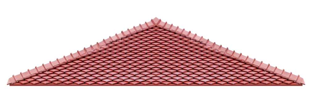 Hip roof with red tile pattern