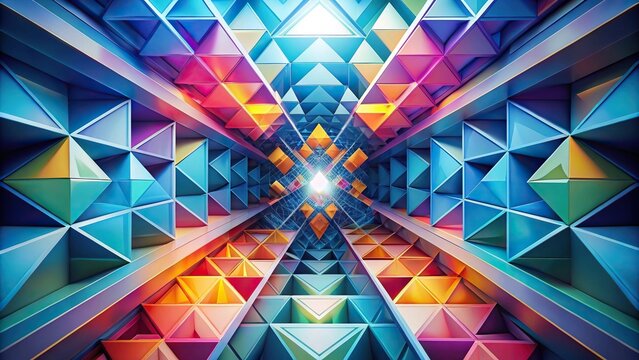 Abstract geometric shapes intersecting from a unique perspective