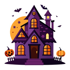 halloween background with house and pumpkin illustration vector 