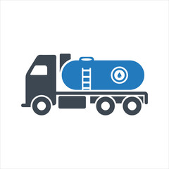 Fuel truck icon. Oil tank truck icon
