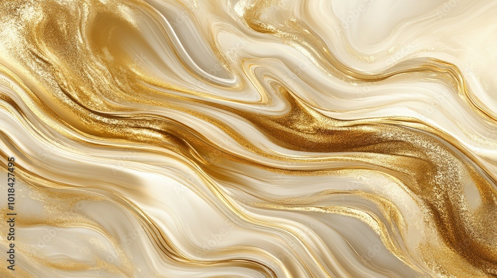 Poster smooth gold background with flowing liquid patterns, forming a continuous, luxurious design.