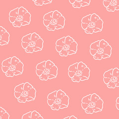 レトロなポピーの線の背景イラスト19