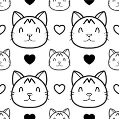 seamless pattern background with cute cartoon cat