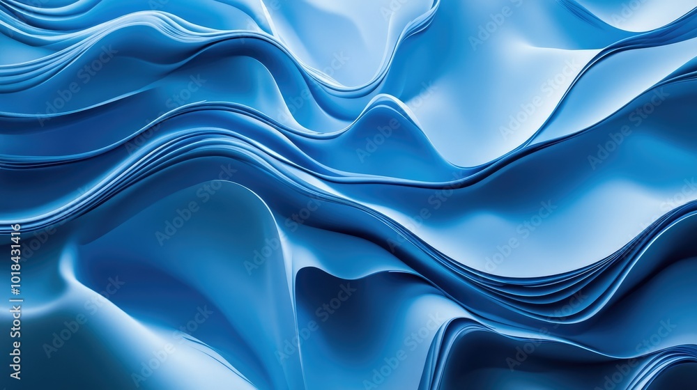 Aufkleber vibrant blue abstract wave patterns flowing horizontally, forming a dynamic background with smooth c