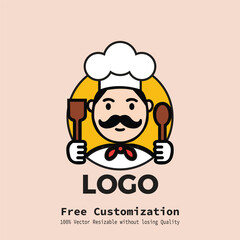 Simple Vector Chef mascot logo design. cookware, food logo, cook, illustration, chef, cartoon, business, mascot, professional