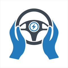 Steering wheel icon. Electric car steering wheel icon. Electric vehicle