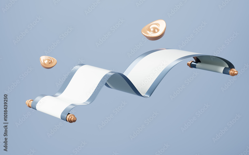 Poster chinese style empty scroll, chinese style background, chinese style element, 3d rendering.