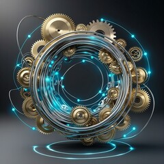 interconnected gears and circuitry symbolizing synergy between technology and business processes