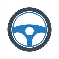 Steering wheel icon. Driver. Driving car. Test drive icon