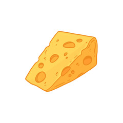 Slice of cheese isolated on white. Cheese in sketch style. Food Vector illustration