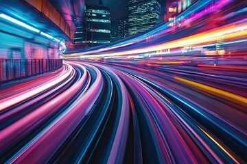 Fototapeta premium Abstract Urban Night Lights and Speed Blur Trails