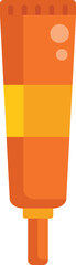 Obraz premium Orange plastic cosmetic tube with yellow label for cream, ointment, lotion, toothpaste, glue, paint, isolated on white background