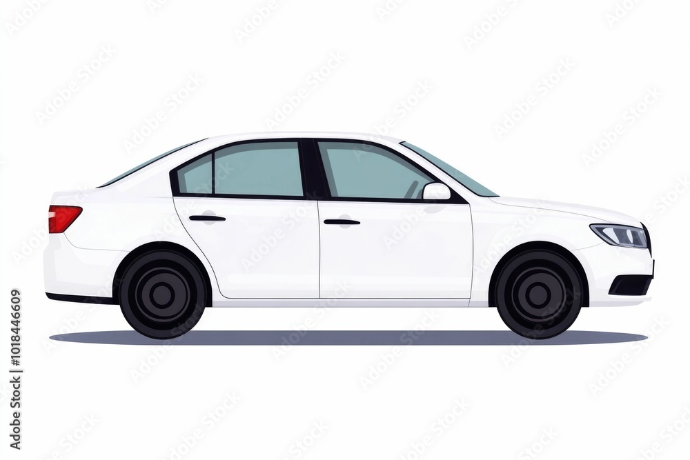 Poster Minimalist icon depicting the side view of a simple sedan car  including the door  window  and side mirror  in a clean and contemporary design  isolated on a white background