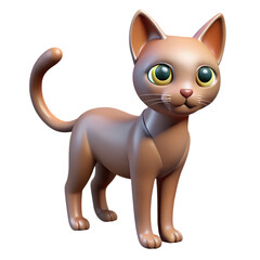 Cute cartoon cat character standing on white background 