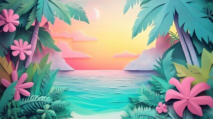 Tropical island paradise in a serene setting with lush greenery and clear waters perfect for relaxation and escape