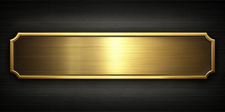 Abstract gold name plate on black background