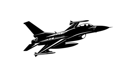 Illustration of a military fighter jet on a white background. Air force.
