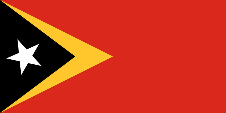 Official national flag of East Timor. Flag of the Democratic Republic of Timor-Leste. Correct proportions and colors. Vector illustration