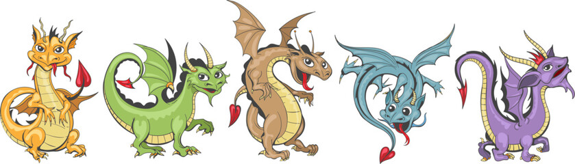 Cartoon dragon set