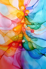 Psychedelic abstract christmas tree, colourful ink painting, minimalist art