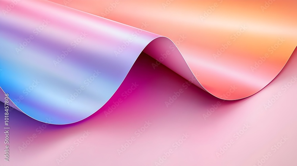 Poster elegant metallic wallpaper with chrome effect - soft curves and calming gradient lighting for modern