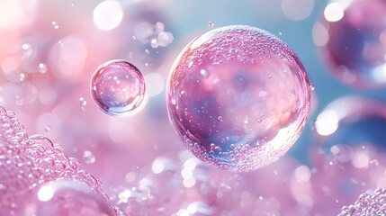 Vibrant Pink Bubbles on Soft Background