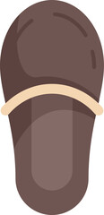 This icon of a brown slipper evokes feelings of comfort and relaxation, perfect for representing home footwear