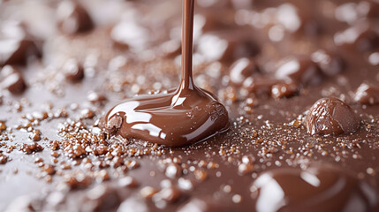 Rich Chocolate Drizzle on a Glossy Surface
