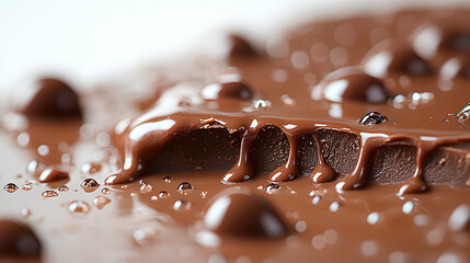 Rich Chocolate Melt with Glossy Surface and Droplets