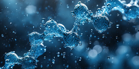 Water Molecule Structure with Bubbles and Light Effects