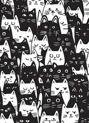 Cartoon Cat Halloween Pattern Seamless Vector
