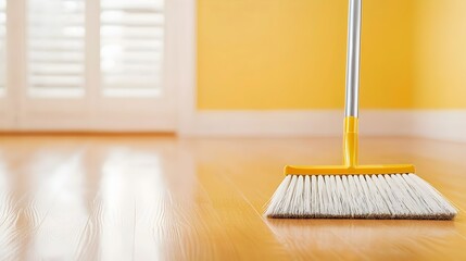 Diligent Homemaker Keeping Floors Spotless - Daily Cleaning Routine for a Pristine Home Environment