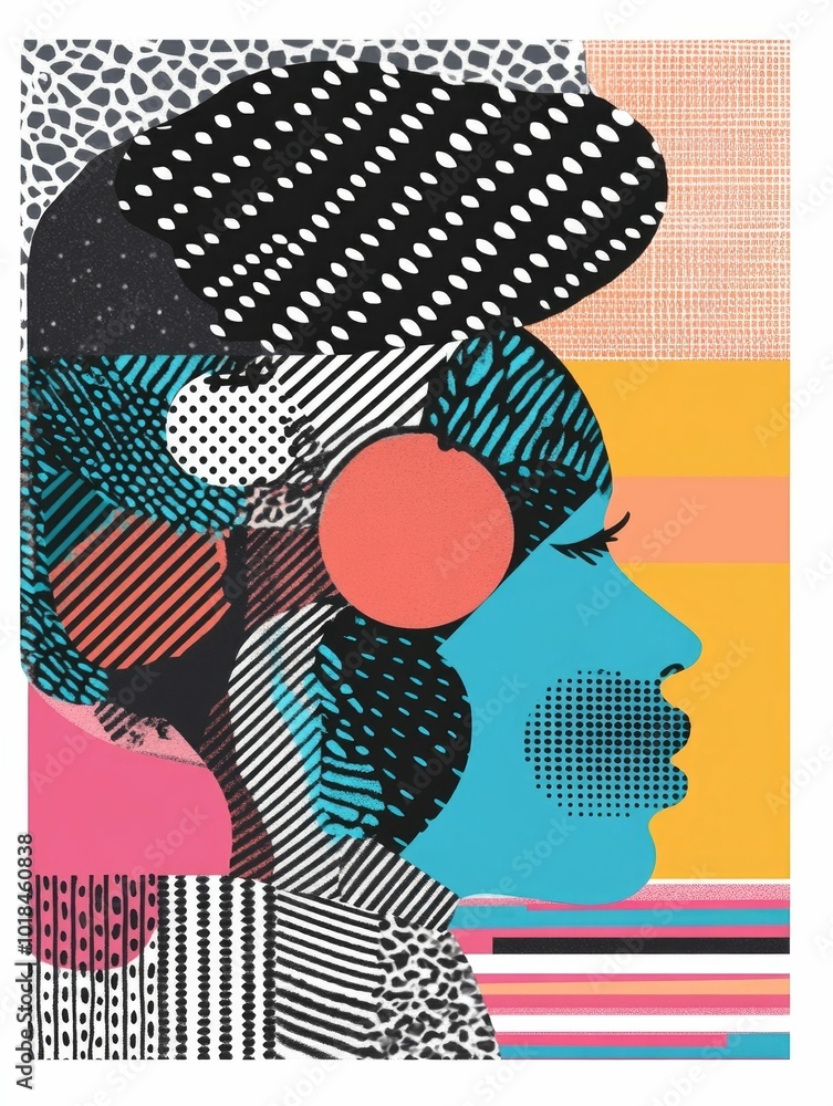Poster vibrant abstract figurative poster design featuring bold geometric patterns minimalist shapes and a 