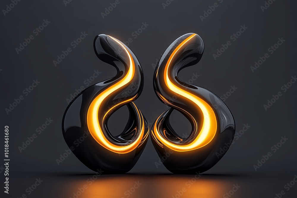 Poster 3d-rendered depiction of two intertwined figures, one glowing with light and the other in deep shado
