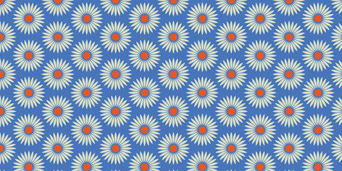Cool and cute sunflower pattern on blue background