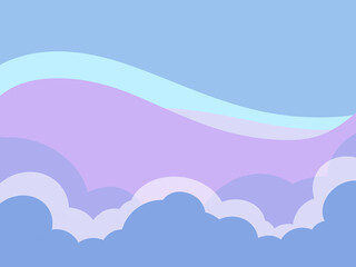 Abstract illustration of dreamy purple and blue clouds with soft flowing wave patterns. Ideal for backgrounds, website design, calm atmospheres, or serene-themed projects and presentations