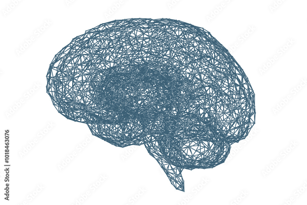 Poster artificial neural network. brain as artificial intelligence network. abstract brain made of connecte