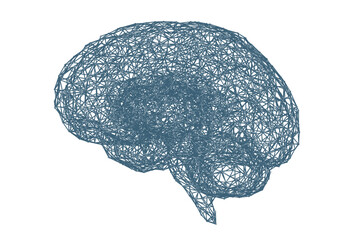 Artificial Neural Network. Brain as artificial intelligence network. Abstract brain made of connected nodes.