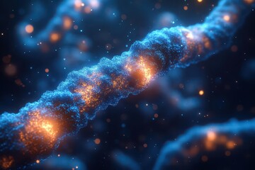 intricate microscopic view of rodshaped bacteria illuminated in ethereal blue light showcasing the complexity and beauty of microorganisms with a soft otherworldly glow enhancing the details