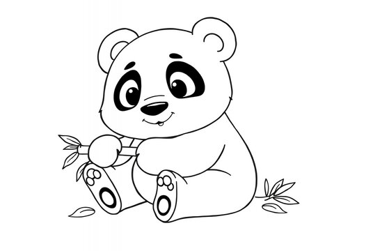 recommend clip art: Cute Panda Bear Cartoon Illustration Black and White Coloring Page Animal Wildlife Na