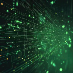 Obraz premium Digital data flow in green hues, abstract design