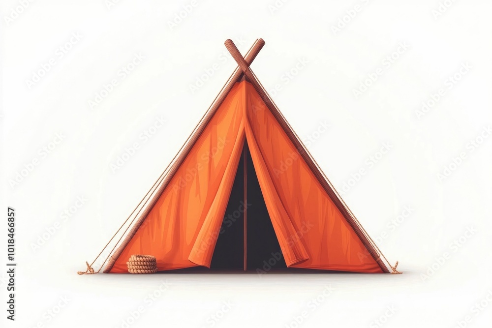 Aufkleber minimalist icon depicting a tarp tent and rope in a simple flat design the image is isolated on a wh