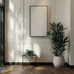 Mocup, white picture, 3D, home interior, big picture on the wall.mockup, frame, empty, illustration, sheet, wall, texture, banner, 3d, business, space, message, border, picture